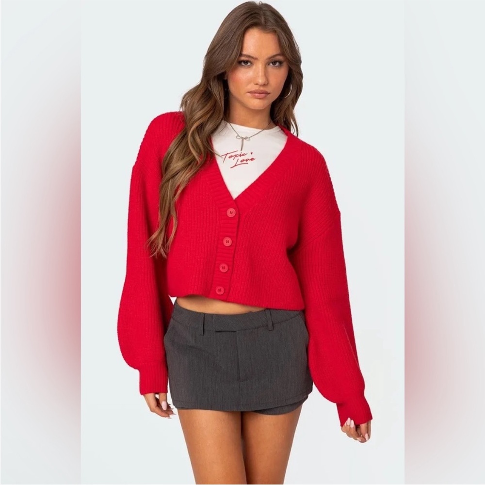 NWT Edikted Sabrina Chunky Knit Crop Cardigan size XS‎